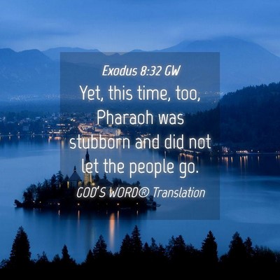 Picture 04 - Exodus 8:32 GW - Yet, this time, too, Pharaoh was stubborn and did - Bible Verse Picture