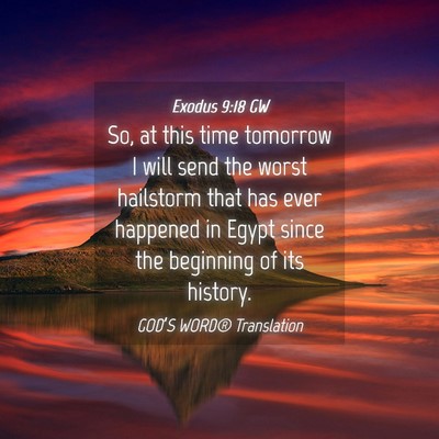 Picture 04 - Exodus 9:18 GW - So, at this time tomorrow I will send the worst - Bible Verse Picture