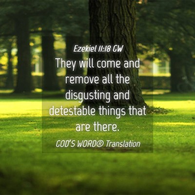Picture 04 - Ezekiel 11:18 GW - They will come and remove all the disgusting and - Bible Verse Picture