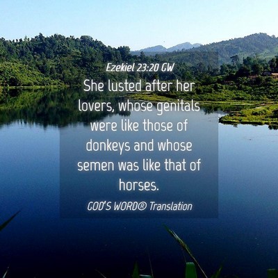 Picture 04 - Ezekiel 23:20 GW - She lusted after her lovers, whose genitals were - Bible Verse Picture