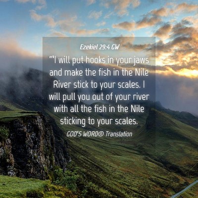 Picture 04 - Ezekiel 29:4 GW - “‘I will put hooks in your jaws and make the - Bible Verse Picture
