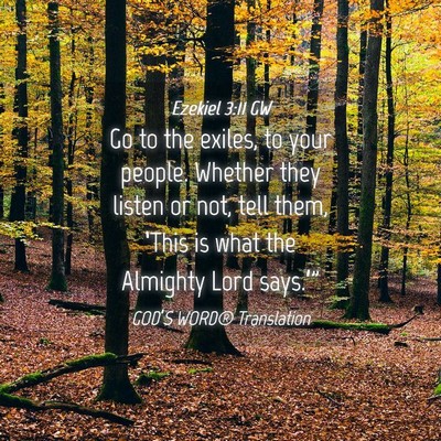Picture 04 - Ezekiel 3:11 GW - Go to the exiles, to your people. Whether they - Bible Verse Picture
