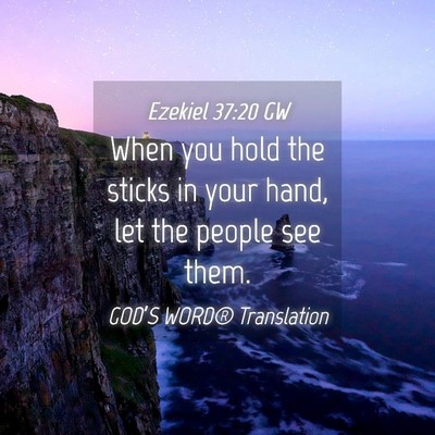 Picture 04 - Ezekiel 37:20 GW - When you hold the sticks in your hand, let the - Bible Verse Picture