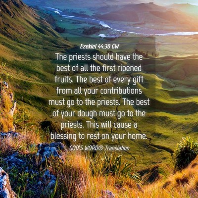 Picture 04 - Ezekiel 44:30 GW - The priests should have the best of all the first - Bible Verse Picture
