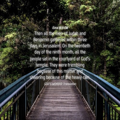 Picture 04 - Ezra 10:9 GW - Then all the men of Judah and Benjamin gathered - Bible Verse Picture