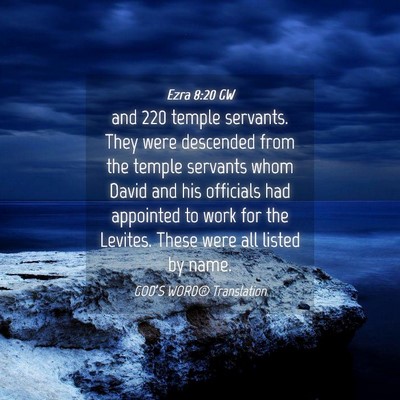 Picture 04 - Ezra 8:20 GW - and 220 temple servants. They were descended from - Bible Verse Picture