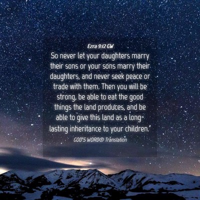 Picture 04 - Ezra 9:12 GW - So never let your daughters marry their sons or - Bible Verse Picture