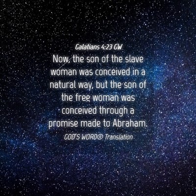 Picture 04 - Galatians 4:23 GW - Now, the son of the slave woman was conceived in - Bible Verse Picture