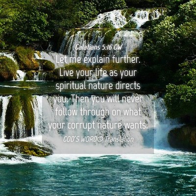 Picture 04 - Galatians 5:16 GW - Let me explain further. Live your life as your - Bible Verse Picture