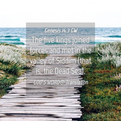 Picture 04 - Genesis 14:3 GW - The five kings joined forces and met in the - Bible Verse Picture