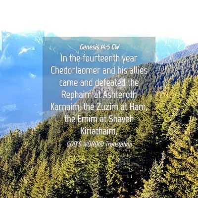 Picture 04 - Genesis 14:5 GW - In the fourteenth year Chedorlaomer and his - Bible Verse Picture