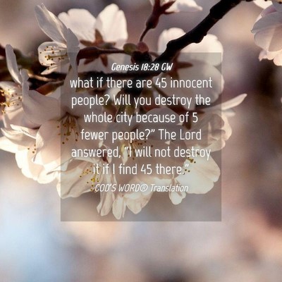 Picture 04 - Genesis 18:28 GW - what if there are 45 innocent people? Will you - Bible Verse Picture