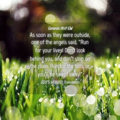 Picture 04 - Genesis 19:17 GW - As soon as they were outside, one of the angels - Bible Verse Picture