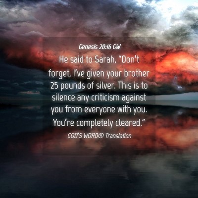 Picture 04 - Genesis 20:16 GW - He said to Sarah, “Don’t forget, I’ve given - Bible Verse Picture