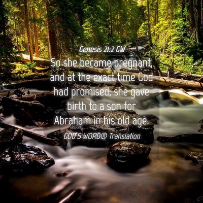 Picture 04 - Genesis 21:2 GW - So she became pregnant, and at the exact time God - Bible Verse Picture