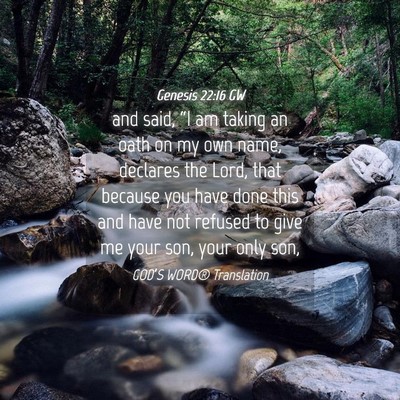 Picture 04 - Genesis 22:16 GW - and said, “I am taking an oath on my own name, - Bible Verse Picture