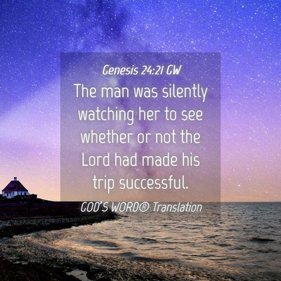 Picture 04 - Genesis 24:21 GW - The man was silently watching her to see whether - Bible Verse Picture