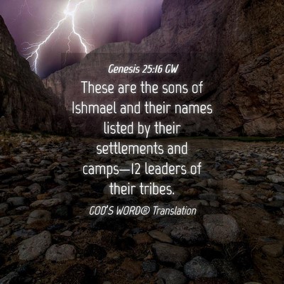 Picture 04 - Genesis 25:16 GW - These are the sons of Ishmael and their names - Bible Verse Picture