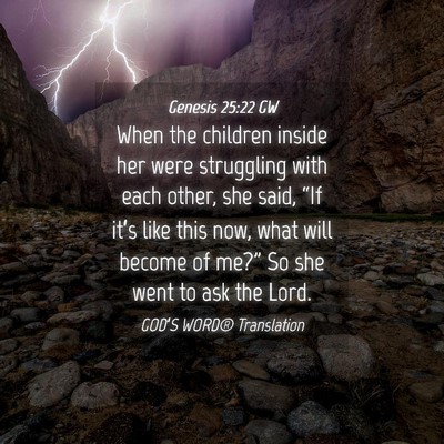 Picture 04 - Genesis 25:22 GW - When the children inside her were struggling with - Bible Verse Picture