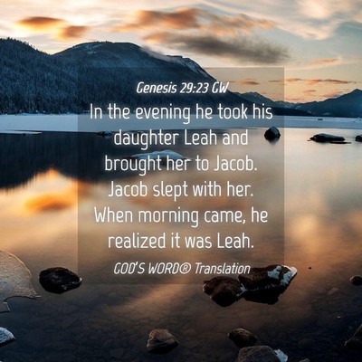 Picture 04 - Genesis 29:23 GW - In the evening he took his daughter Leah and - Bible Verse Picture