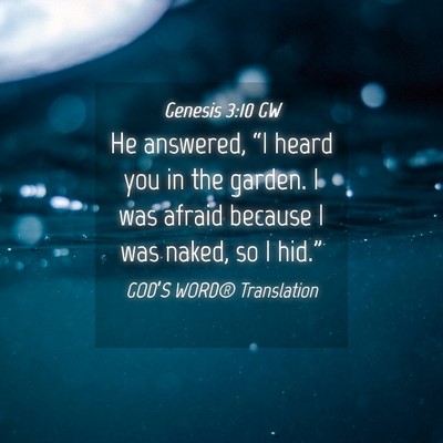 Picture 04 - Genesis 3:10 GW - He answered, “I heard you in the garden. I was - Bible Verse Picture