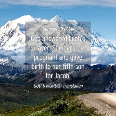 Picture 04 - Genesis 30:17 GW - God answered Leah’s prayer. She became pregnant - Bible Verse Picture