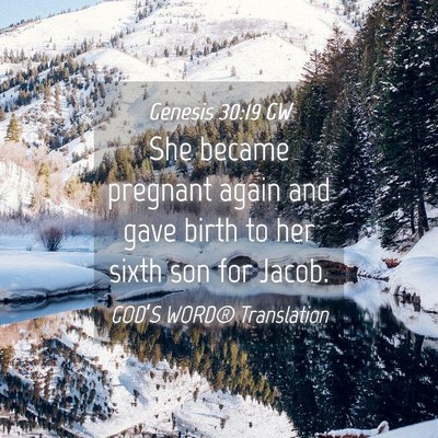 Picture 04 - Genesis 30:19 GW - She became pregnant again and gave birth to her - Bible Verse Picture