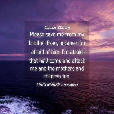 Picture 04 - Genesis 32:11 GW - Please save me from my brother Esau, because - Bible Verse Picture