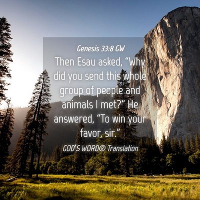 Picture 04 - Genesis 33:8 GW - Then Esau asked, “Why did you send this whole - Bible Verse Picture