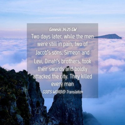 Picture 04 - Genesis 34:25 GW - Two days later, while the men were still in pain, - Bible Verse Picture