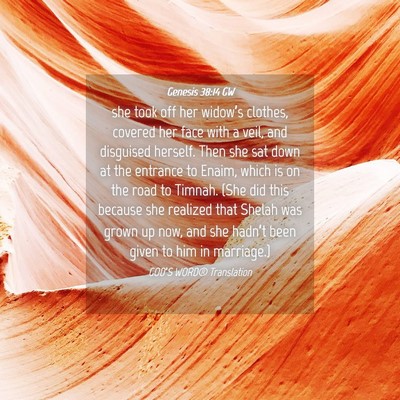 Picture 04 - Genesis 38:14 GW - she took off her widow’s clothes, covered her - Bible Verse Picture