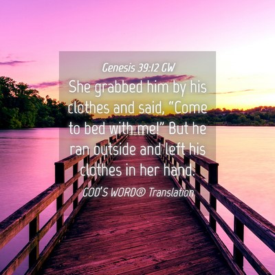 Picture 04 - Genesis 39:12 GW - She grabbed him by his clothes and said, “Come - Bible Verse Picture