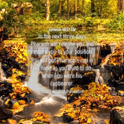 Picture 04 - Genesis 40:13 GW - In the next three days Pharaoh will release you - Bible Verse Picture