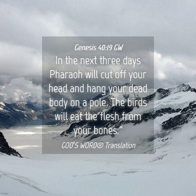Picture 04 - Genesis 40:19 GW - In the next three days Pharaoh will cut off your - Bible Verse Picture