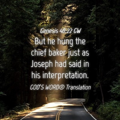 Picture 04 - Genesis 40:22 GW - But he hung the chief baker just as Joseph had - Bible Verse Picture