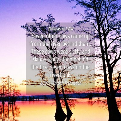 Picture 04 - Genesis 41:3 GW - Seven other cows came up from the river behind - Bible Verse Picture