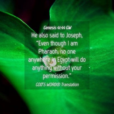 Picture 04 - Genesis 41:44 GW - He also said to Joseph, “Even though I am - Bible Verse Picture