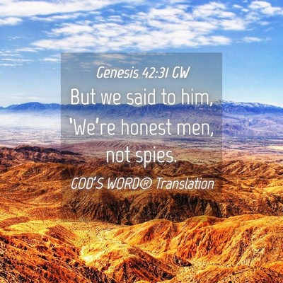 Picture 04 - Genesis 42:31 GW - But we said to him, ‘We’re honest men, not - Bible Verse Picture