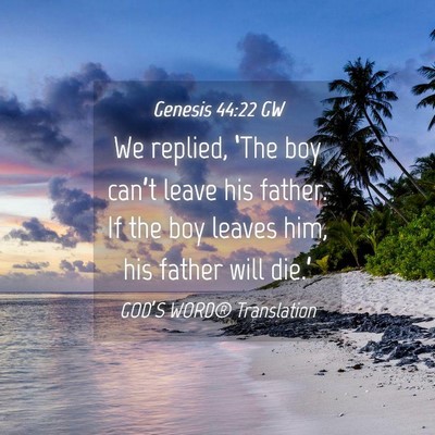 Picture 04 - Genesis 44:22 GW - We replied, ‘The boy can’t leave his father. - Bible Verse Picture