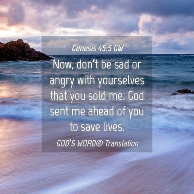 Picture 04 - Genesis 45:5 GW - Now, don’t be sad or angry with yourselves that - Bible Verse Picture