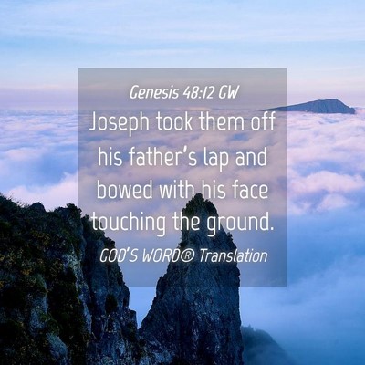 Picture 04 - Genesis 48:12 GW - Joseph took them off his father’s lap and bowed - Bible Verse Picture