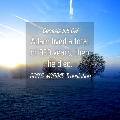 Picture 04 - Genesis 5:5 GW - Adam lived a total of 930 years; then he - Bible Verse Picture
