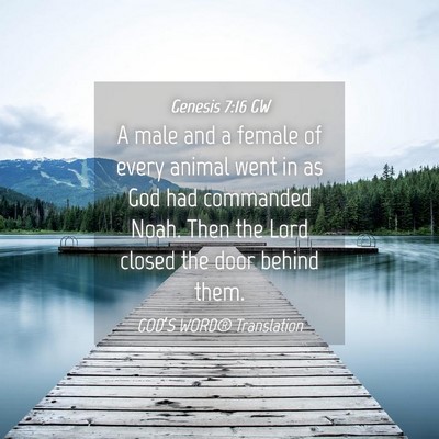 Picture 04 - Genesis 7:16 GW - A male and a female of every animal went in as - Bible Verse Picture