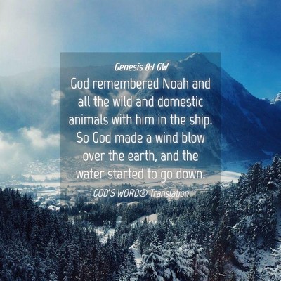 Picture 04 - Genesis 8:1 GW - God remembered Noah and all the wild and domestic - Bible Verse Picture