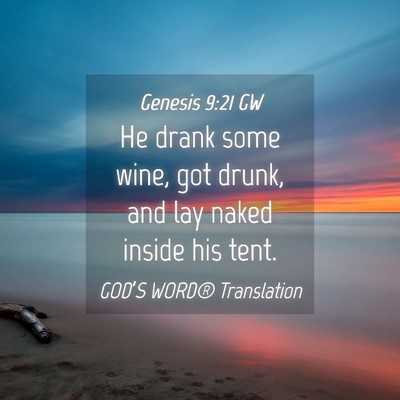 Picture 04 - Genesis 9:21 GW - He drank some wine, got drunk, and lay naked - Bible Verse Picture