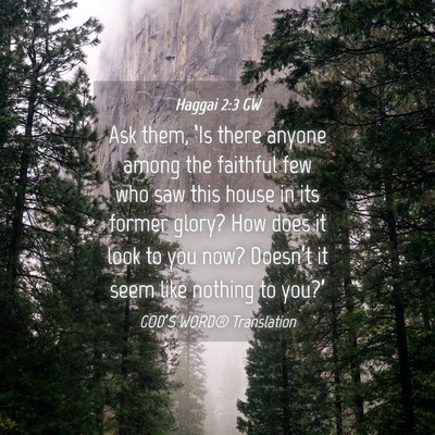 Picture 04 - Haggai 2:3 GW - Ask them, ‘Is there anyone among the faithful - Bible Verse Picture