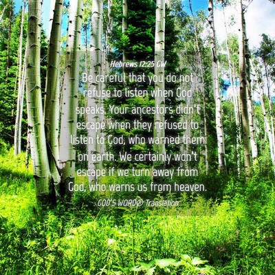 Picture 04 - Hebrews 12:25 GW - Be careful that you do not refuse to listen when - Bible Verse Picture