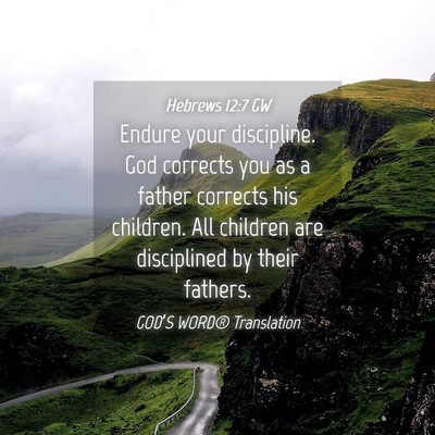 Picture 04 - Hebrews 12:7 GW - Endure your discipline. God corrects you as a - Bible Verse Picture