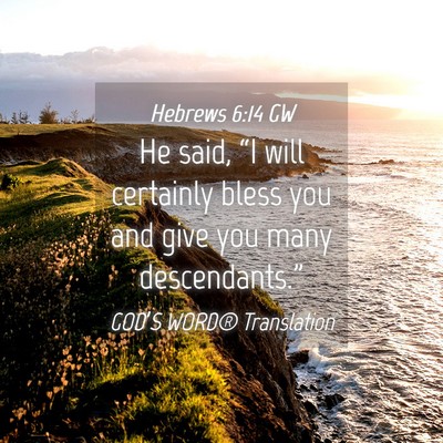 Picture 04 - Hebrews 6:14 GW - He said, “I will certainly bless you and give - Bible Verse Picture