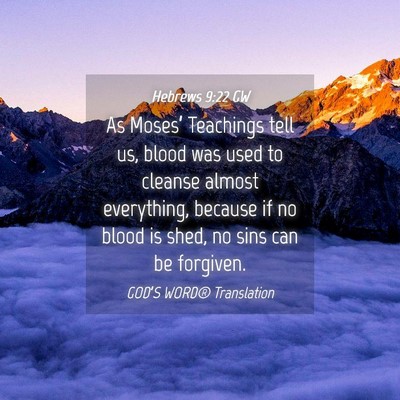 Picture 04 - Hebrews 9:22 GW - As Moses’ Teachings tell us, blood was used to - Bible Verse Picture
